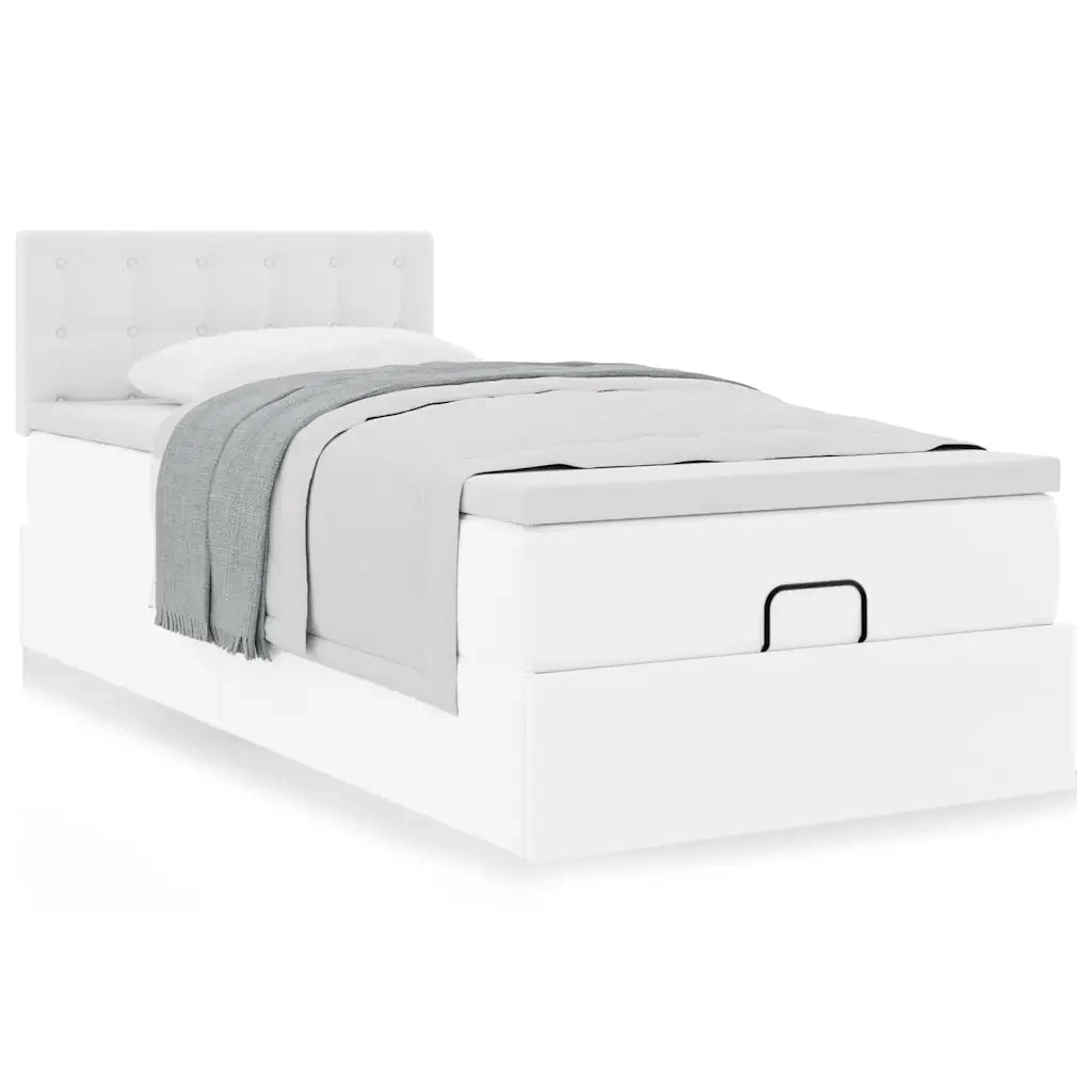 Letto Pouf con Materasso Bianco 100x200 cm Similpelle 3311289