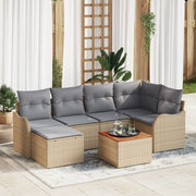 Set Divano da Giardino  con Cuscini Beige Polyrattan Acacia