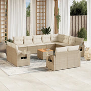 Set Divano da Giardino 13 pz con Cuscini Beige in Polyrattan 3257164