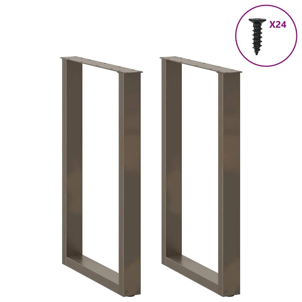 Set di 2 gambe per tavolo da bar a forma di U 60 x 90 cm con piedini regolabili design moderno in acciaio naturale 02_0057467