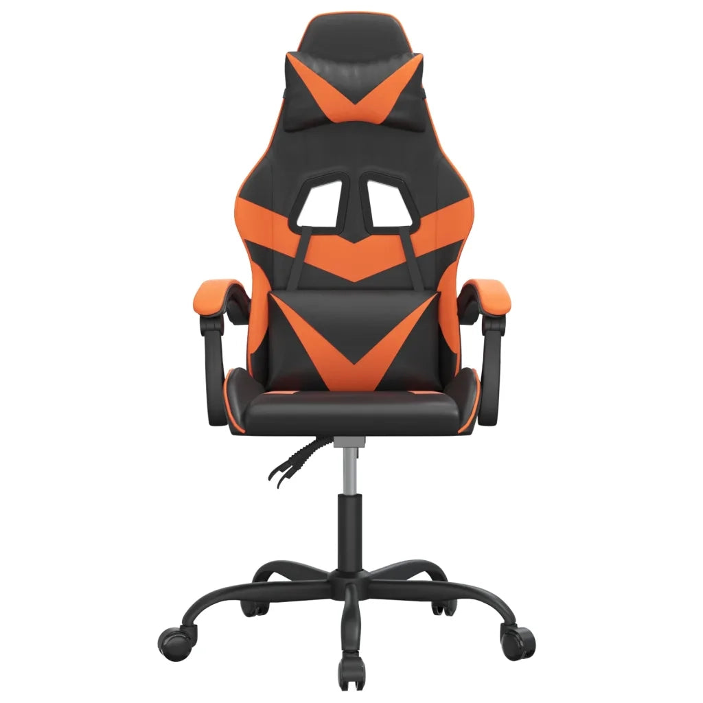 Sedia da Gaming Girevole Nero e Arancione in Similpelle 349549