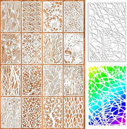 Serie di Stencil 16 Pezzi - Disegni Geometrici Abstracti - Decorazione - Materiale Resistente alla Diffusione - Proprietà Stabili a Basse Temperature - Stencil