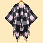 Nuova sciarpa da donna, scialle a quadri con nappe in jacquard