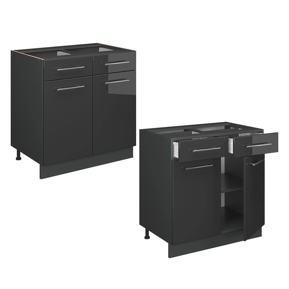 Vicco Mobiletto base per cucina Antracite lucido 80 cm , PL Rovere