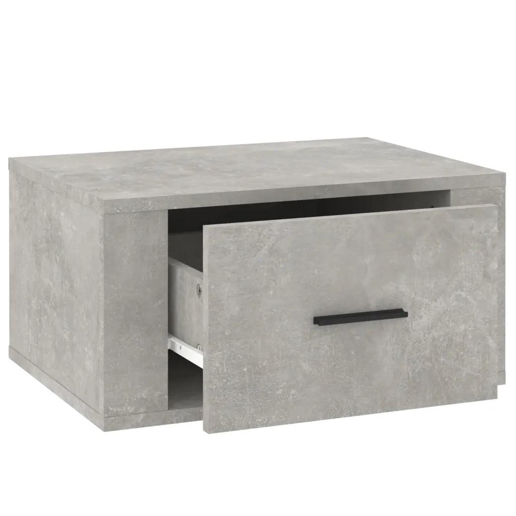 Set di 2 Comodini | Armadio da Notte | Mobiletto da notte a Muro Grigio Cemento 50x36x25 cm