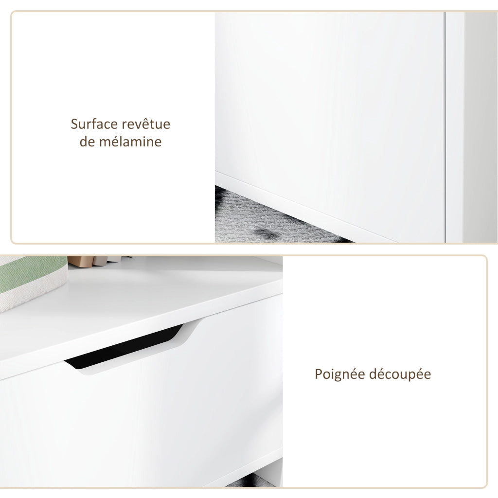 Comodino con cassetto, nicchia e ripiani effetto legno ¨C zephmum ¨C bianco 45x35x73 cm