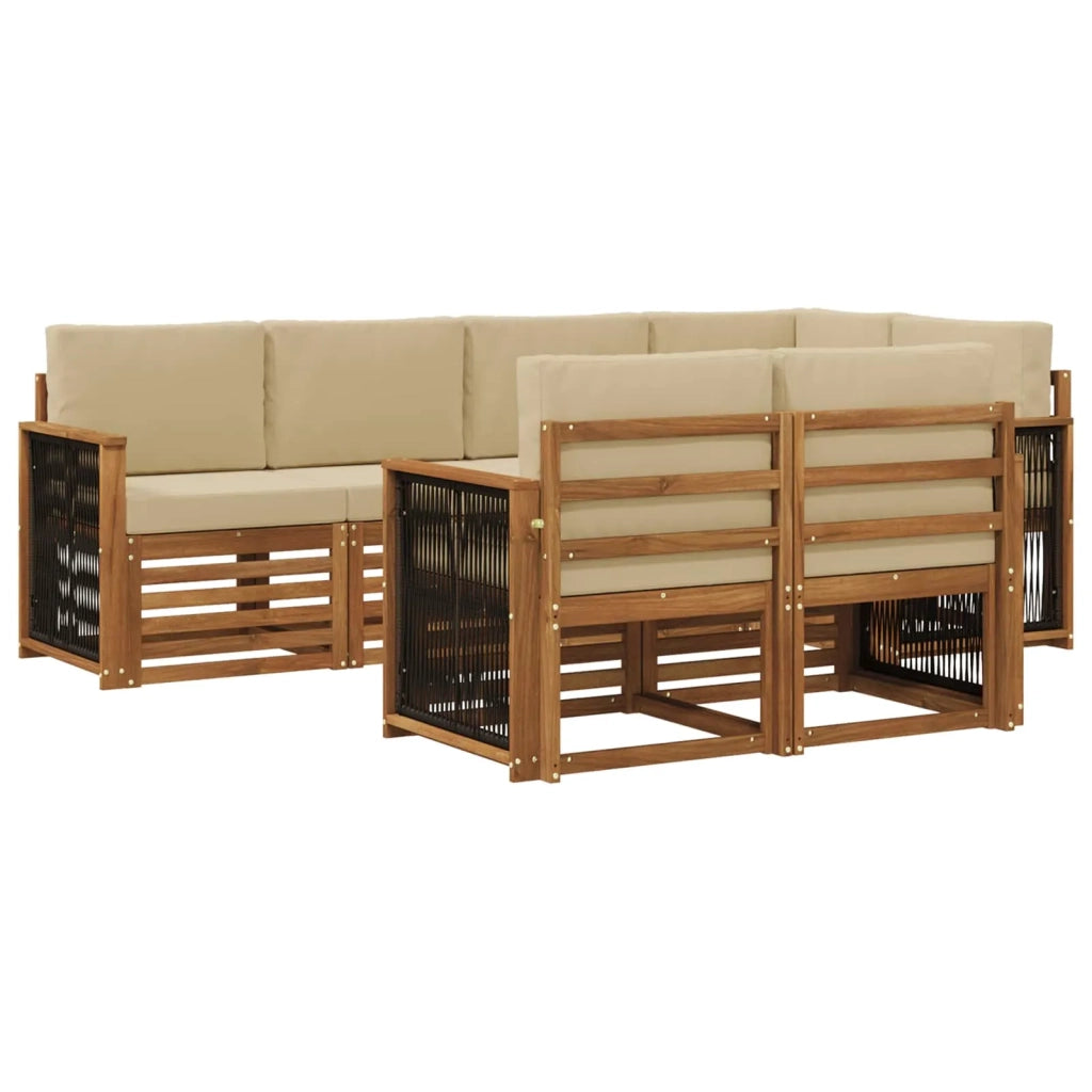Set divano sezionale con cuscino 6 pcs Naturale