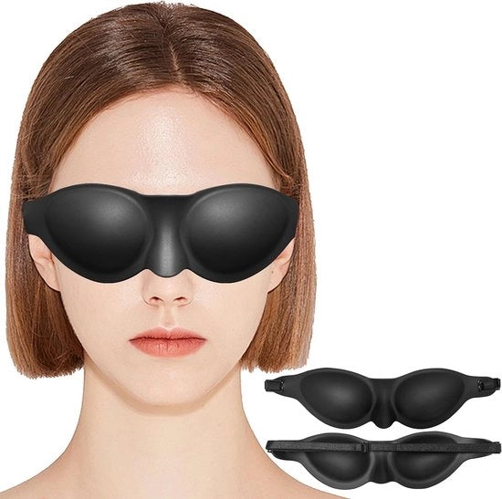 Slaapmasker siliconico morbido per gli occhi - Disegno idratante, adatto per gli occhi secchi, riutilizzabile, leggero e comodo (nero)