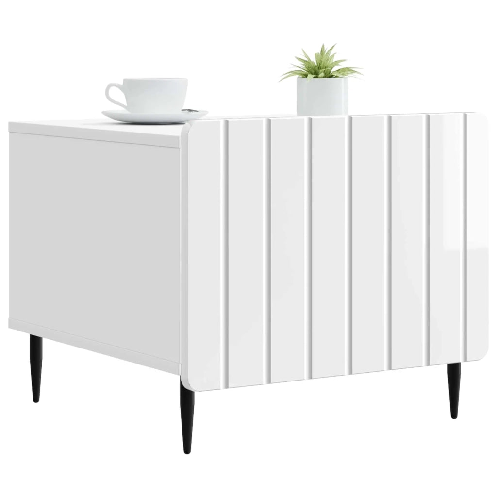 Tavolino da salotto con cassetto Bianco Lucido 49 x 50 x 42 cm