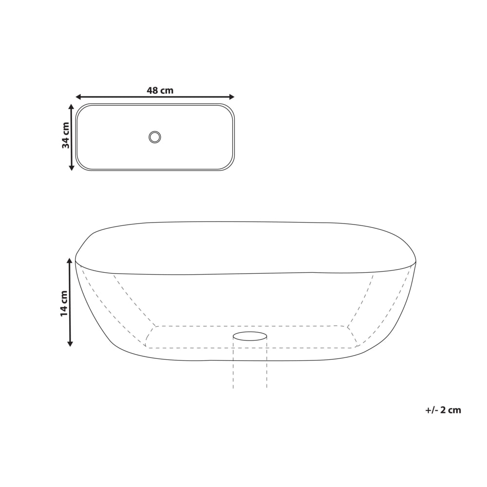 Lavabo da appoggio Bianco finitura lucida Ceramica 480 x 340 mm Lavandino ovale per bagno