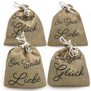 Set di buste regalo 4 pezzi - Materiale 100% poliestere - Buste regalo con frasi - Corda per appendere - Ideale per la confezione di regali - 22,5x26 cm