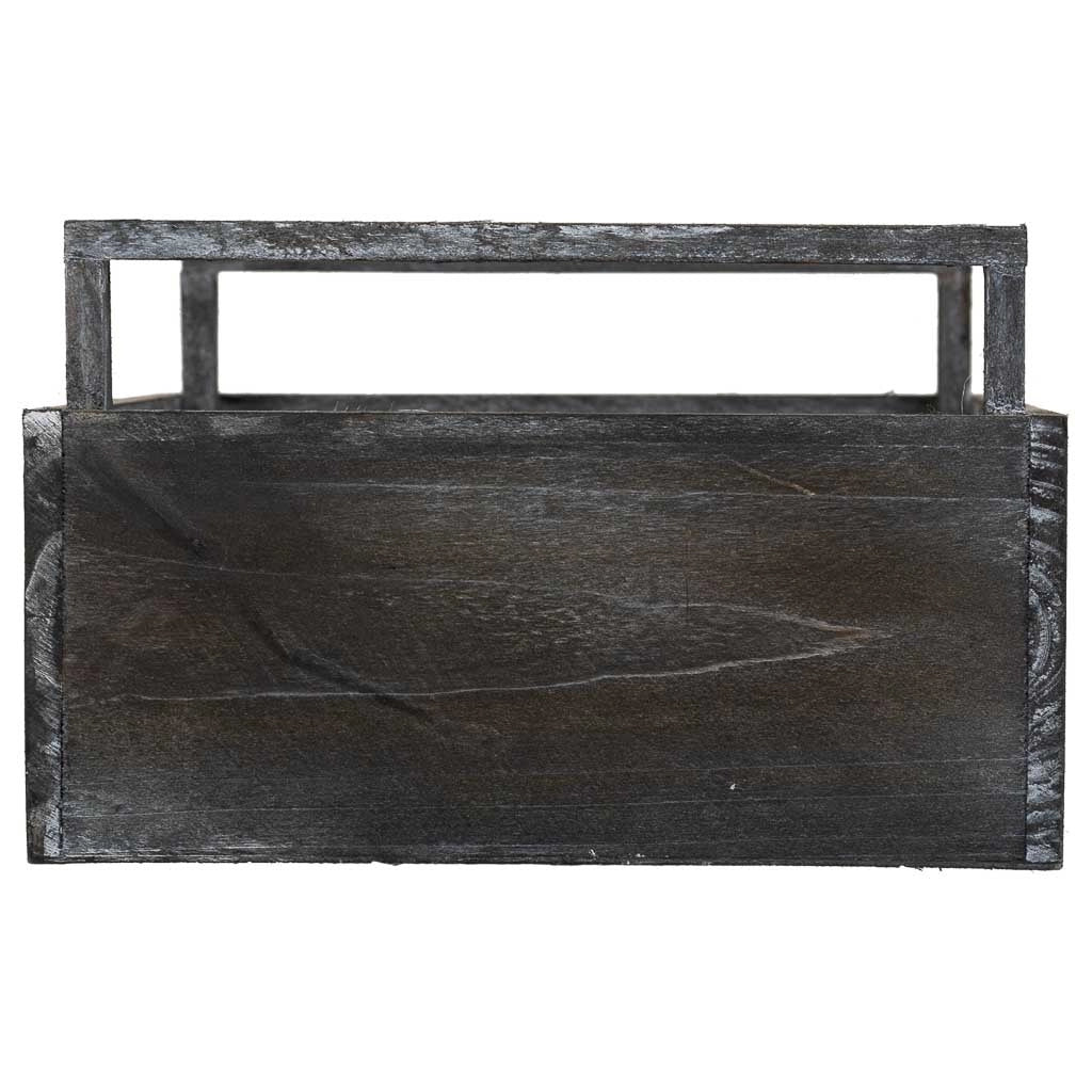 Cesto in legno grigio 33x21x9/13 h