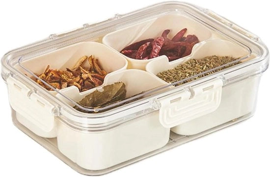 Set di servizio per antipasti con coperchio - piatti per snack con contenitore - vassoio per snack con cassetti - scatola di servizio per antipasti con coperchio - 4 griglia