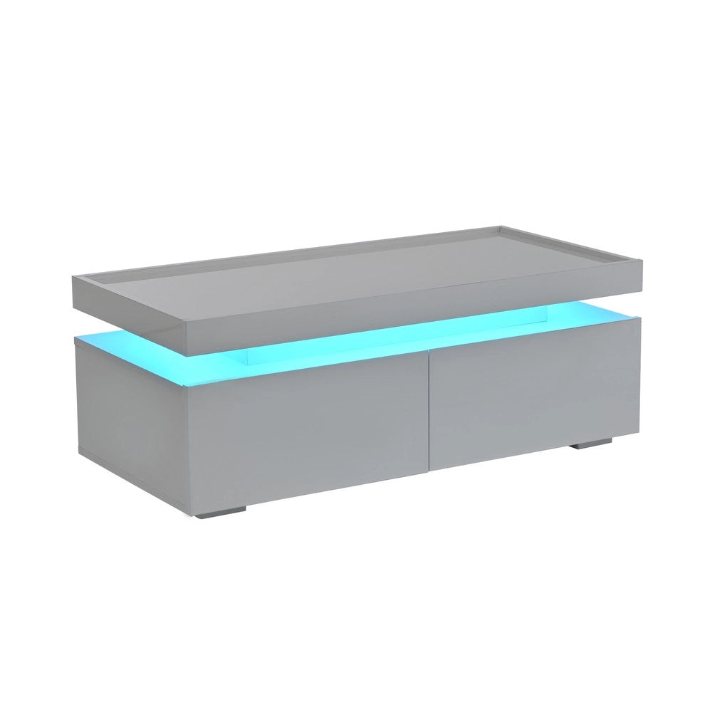 Tavolino da Caff¨¨ con LED e Cassetti ¨C MINIMAL ¨C Bianco Lucido, Design Moderno