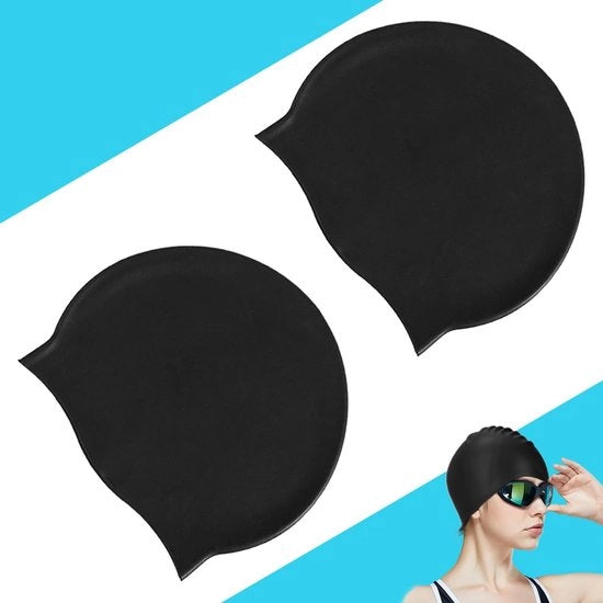 Impacco per capelli in silicone di alta qualità - Impacco per capelli per donne - Impacco per capelli per uomini - Impacco per capelli per bambini - Impacco per capelli per capelli lunghi - Set di 2 pezzi - Capocchia per nuoto