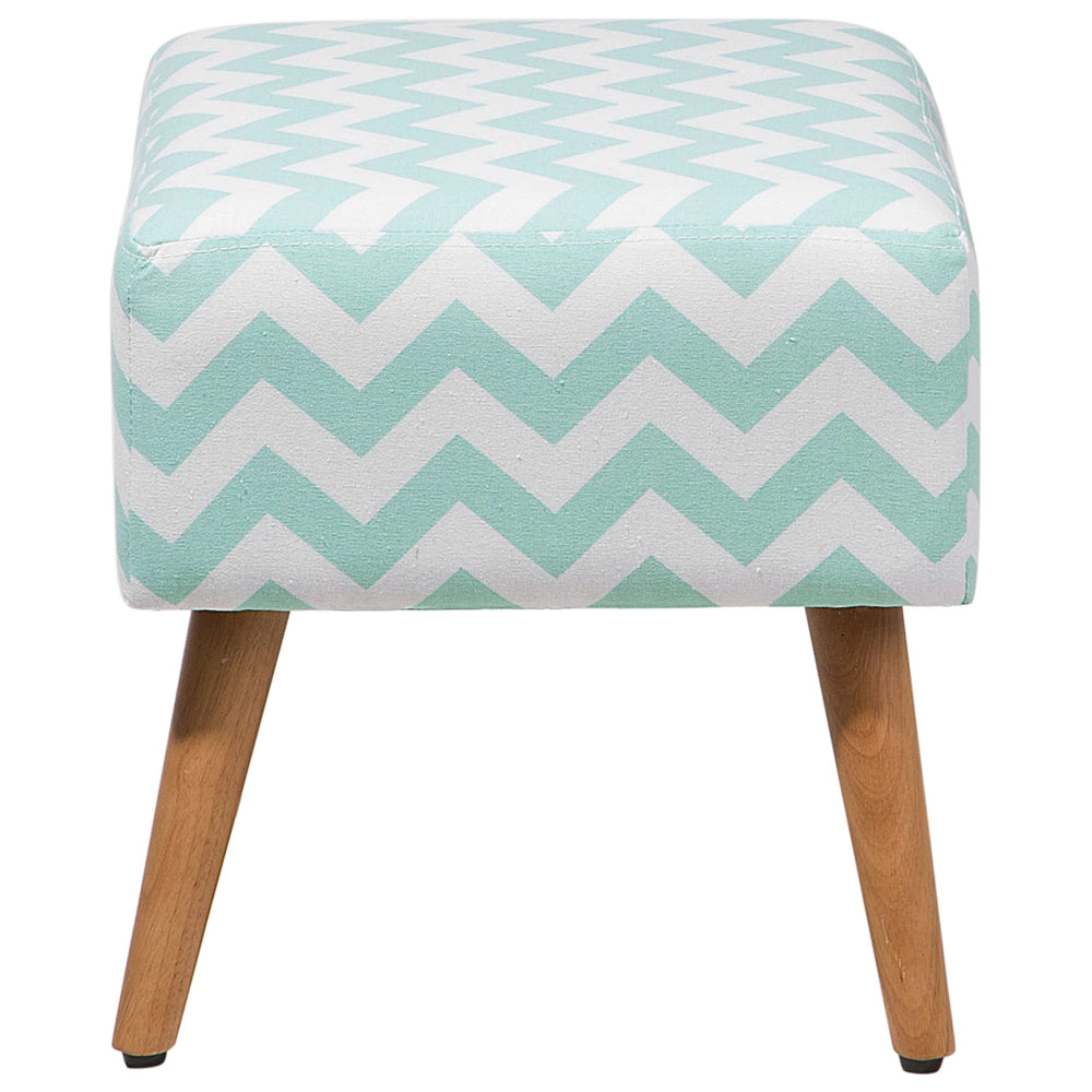 Poggiapiedi in Cotone color Verde Menta con Gambe in Legno Motivo Orientale stile etnico