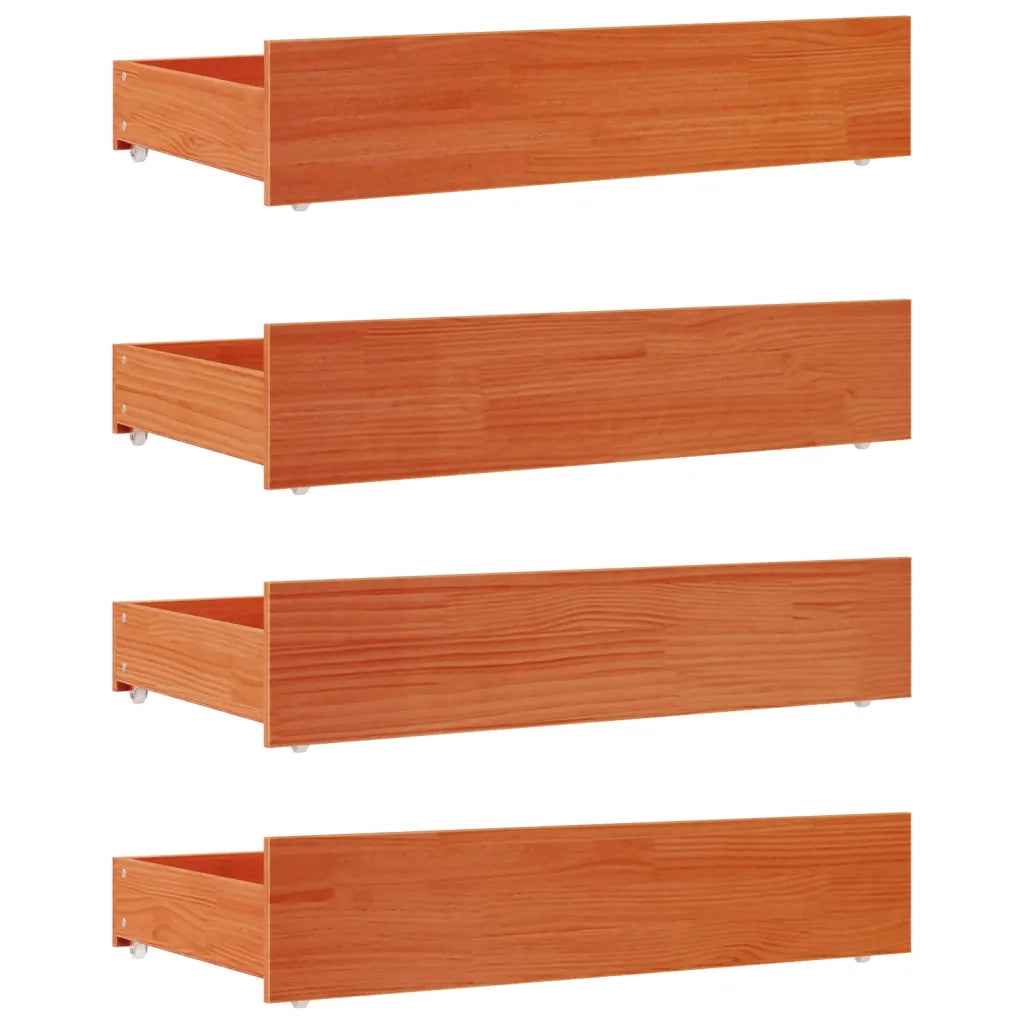 Cassetti per Letto 4pz Marrone Cera in Legno Massello di Pino 847167