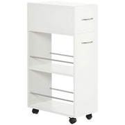 CARRELLO DA CUCINA CON 2 RIPIANI APERTI E CASSETTO ESTRAIBILE 25X50X85 CM BIANCO