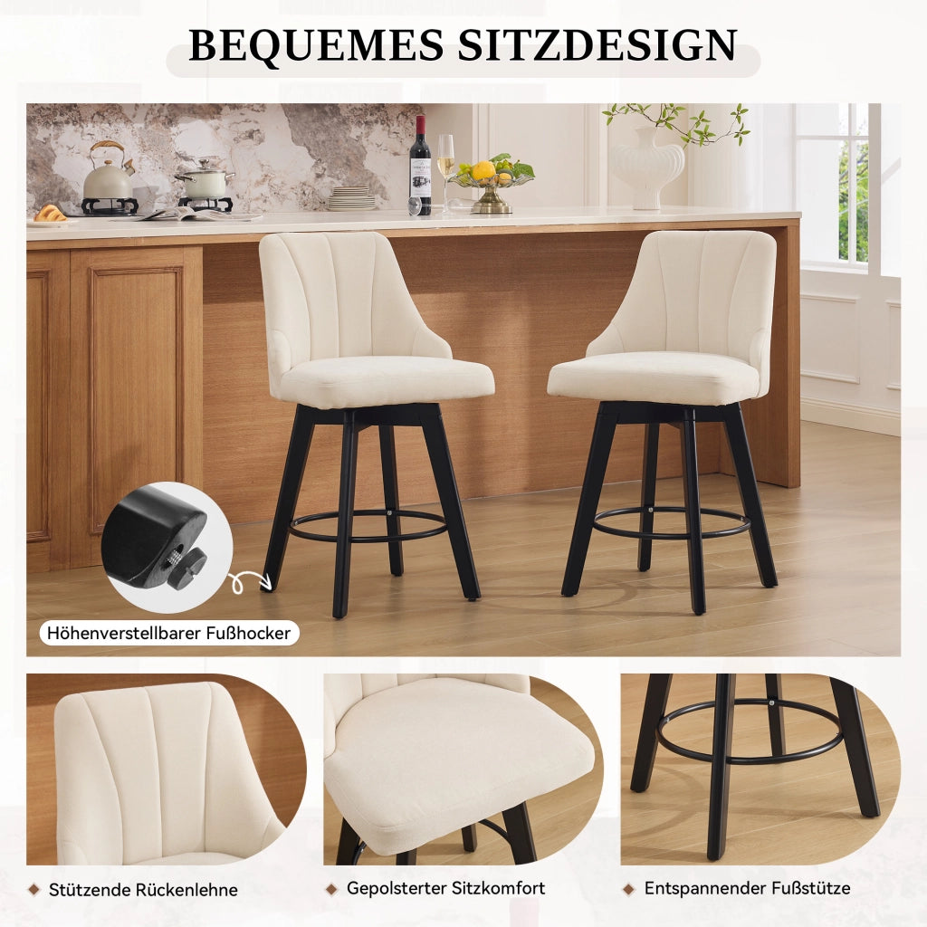 SGABELLO DA BAR Girevole 53 x 53,5 x 94,5 cm in Chenille Beige