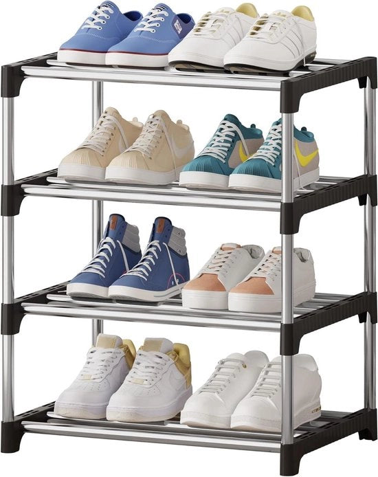 Rack per scarpe stivale - 4 livelli - Leggero - Risparmio di spazio - Organizzatore per armadio, ingresso, hall