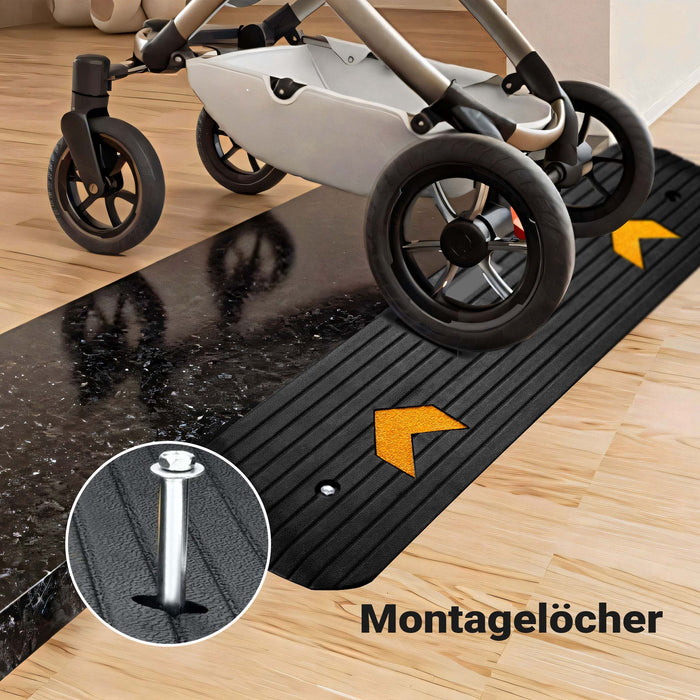 Rampa in gomma per marciapiede e soglia 1100 x 406 x 50 mm max 50 t con elementi riflettenti