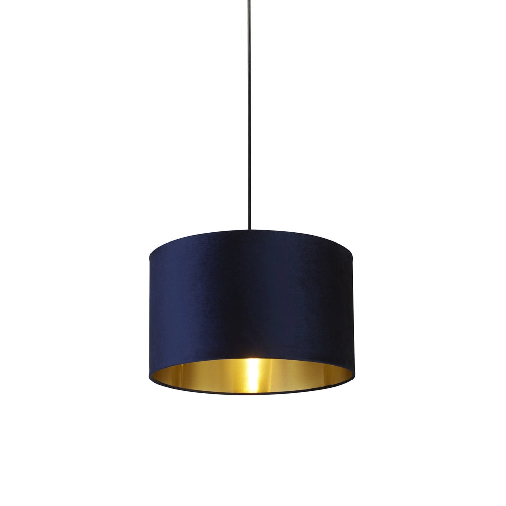 Paralume Contemporaneo Velluto Tessuto Blu Oro
