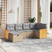 Set Divano da Giardino 6 pz con Cuscini Beige Misto Polyrattancod mxl 92781
