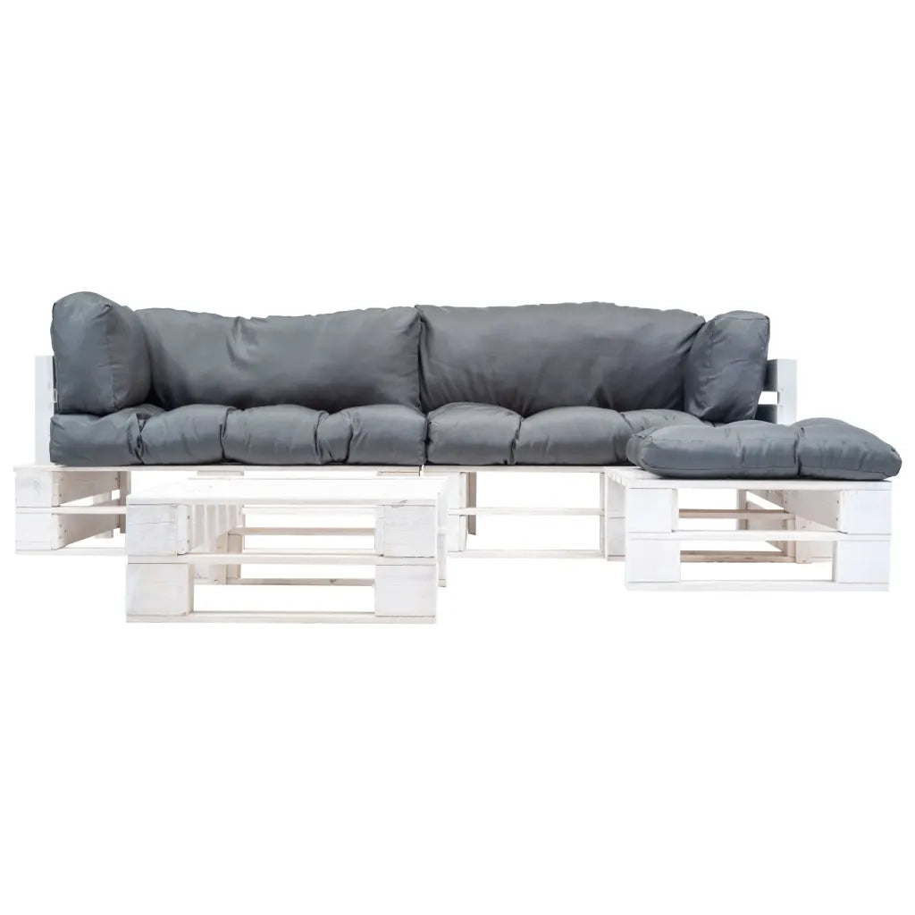 Divani da Giardino su Pallet 4 pz Cuscini Grigi in Legno cod mxl 42526