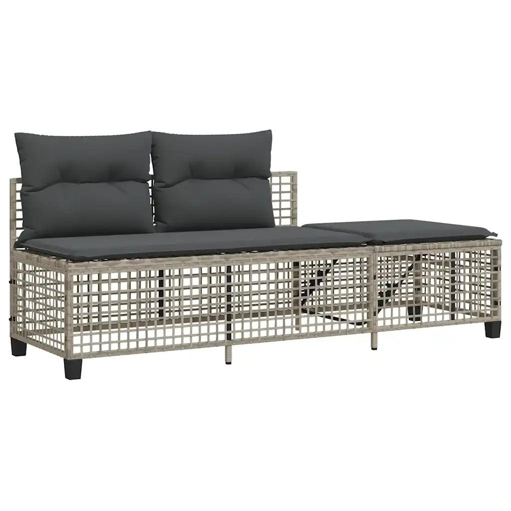Divani da Giardino ad Angolo 3 pz | Set Salotto da Giardino Cuscini Grigio in Polyrattan