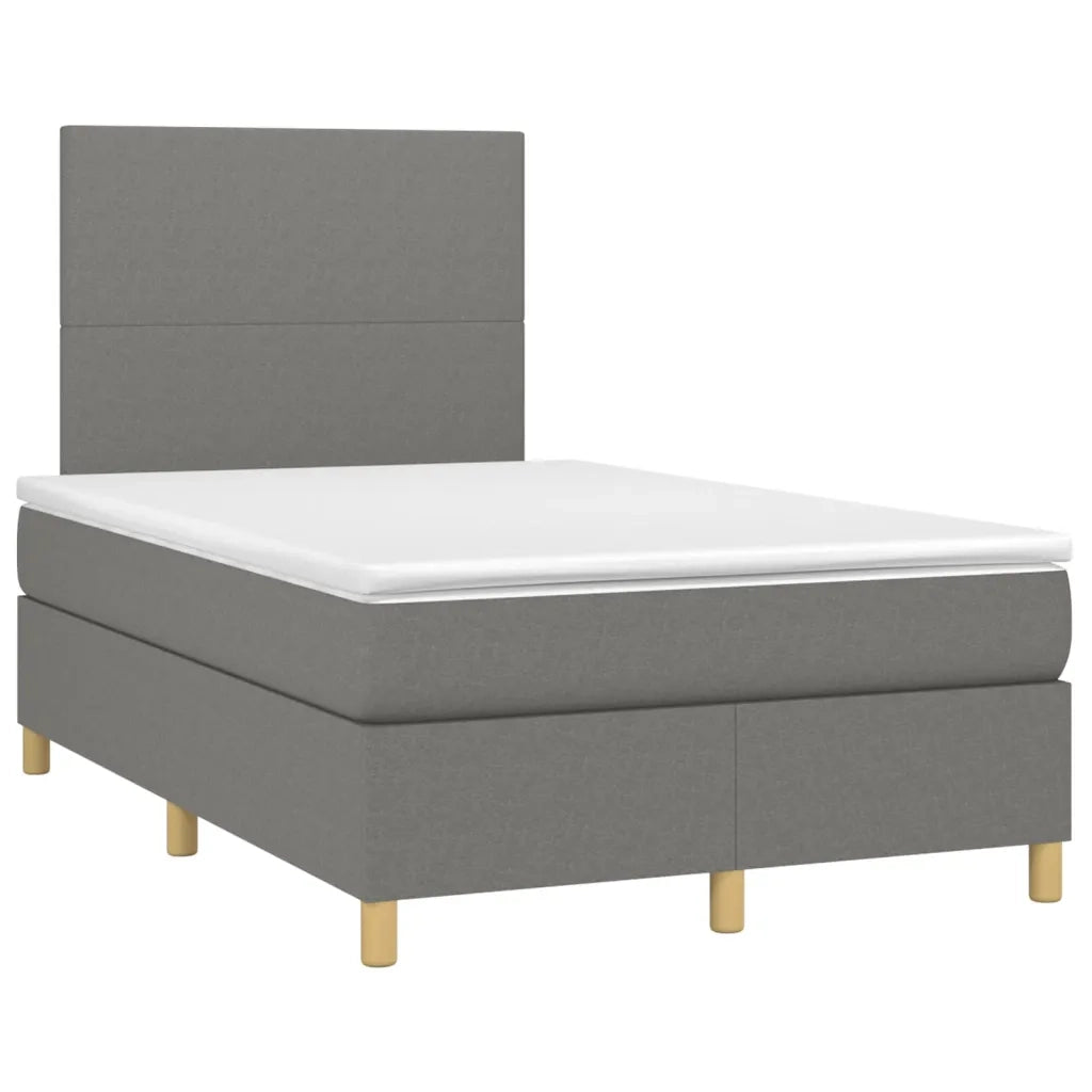 Letto a Molle Materasso e LED Grigio Scuro 120x200cm in Tessuto 3135262