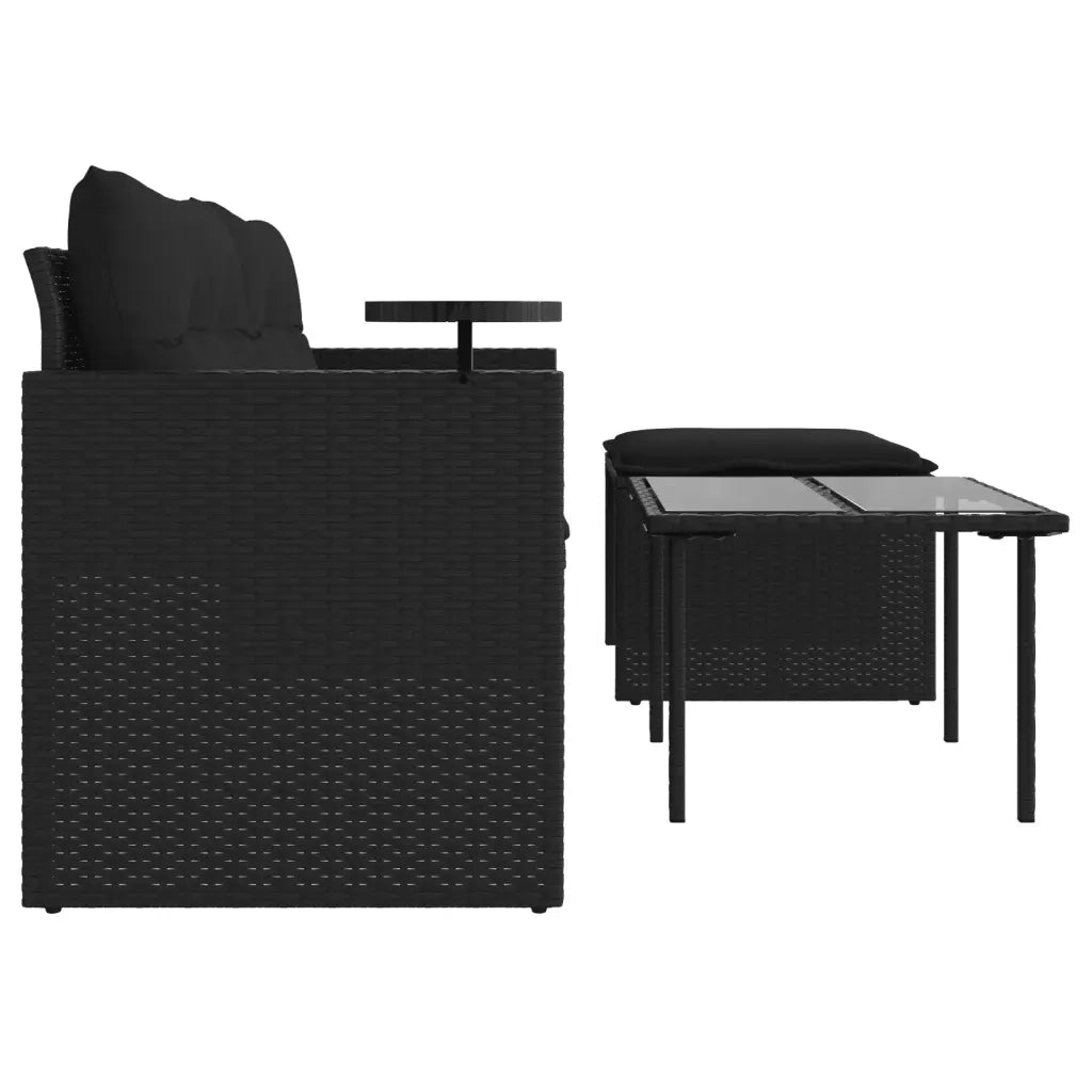 Set Divani da Giardino 3 pz | Set Salotto da Giardino con Cuscini in Polyrattan Nero
