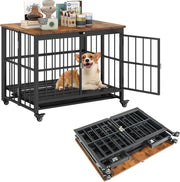 Cuccia Pieghevole per Cani, Casetta Resistente alle Masticazioni con Porta e Ruote Bloccabili per Razze Piccole, Cuccia Decorativo da Interno per Animali Domestici (80 x 61 x 64 cm)