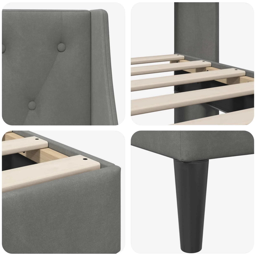 Struttura del letto Grigio scuro 120 x 200 cm Velluto