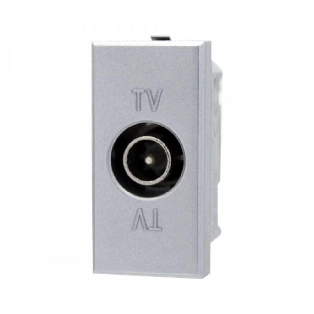 Trade Shop - Presa Tv Connettore Passante Maschio Silver Compatibile Bticino Axolute -