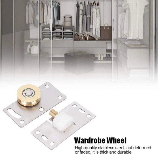 Set di Rotelle per Porta in Legno - 2 Pezzi - 7,5x3,8x1,5cm - Acciaio Inossidabile