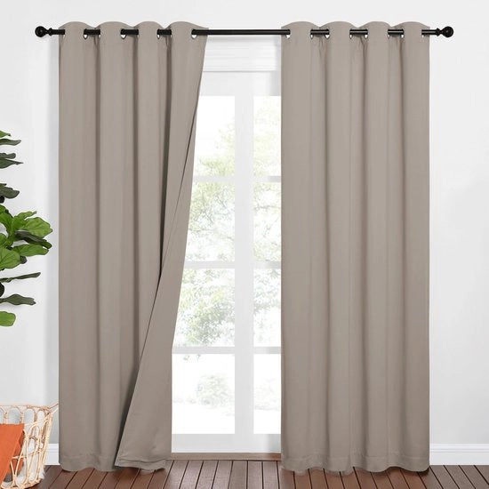 Tende di oscuramento a doppia imbottitura 100% oscuranti - Acustiche - Termiche - 2 pezzi - 132x213cm