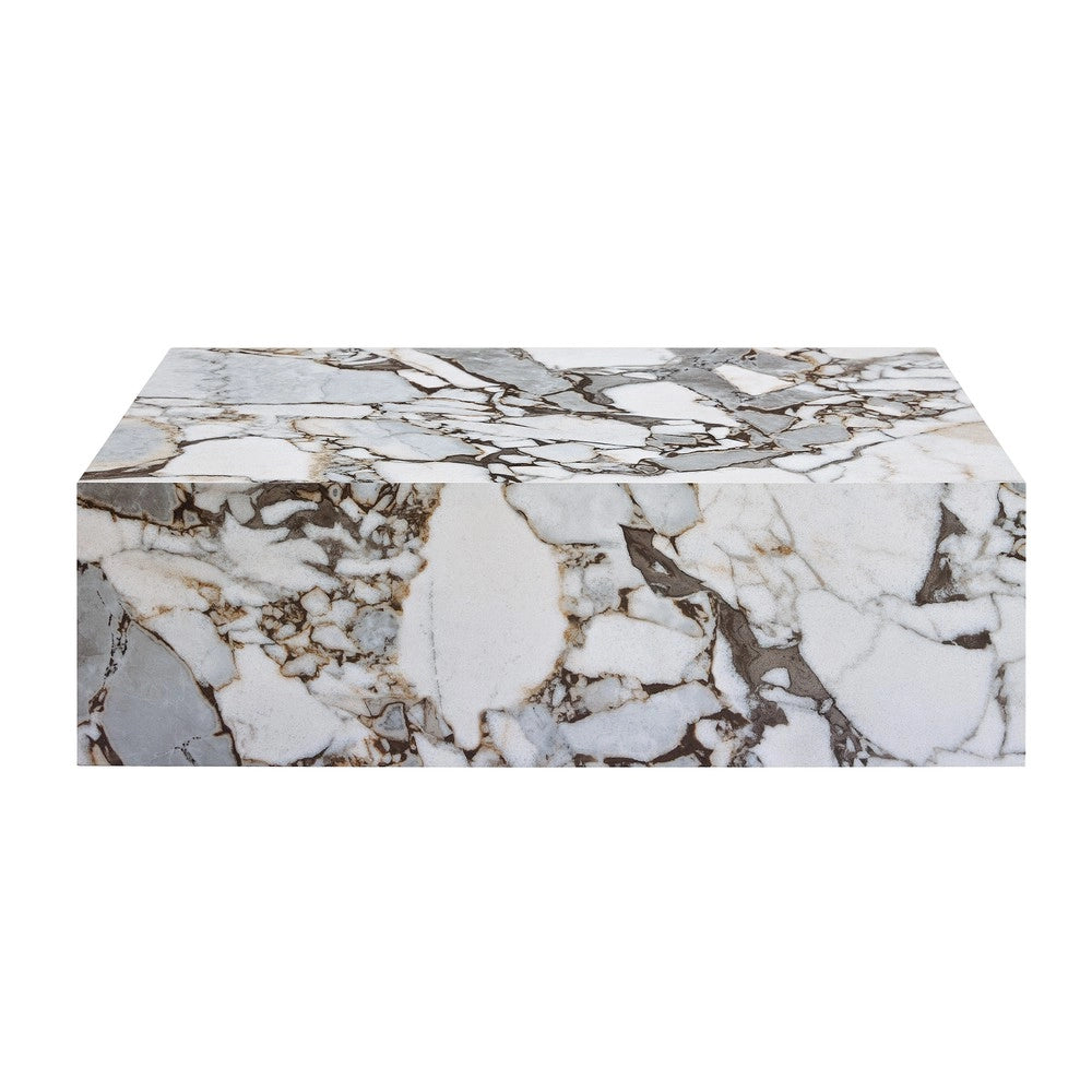 Tavolino da Caff¨¨ Rettangolare ¨C Xylo ¨C Bianco, Effetto Marmo, MDF, 90x50x30