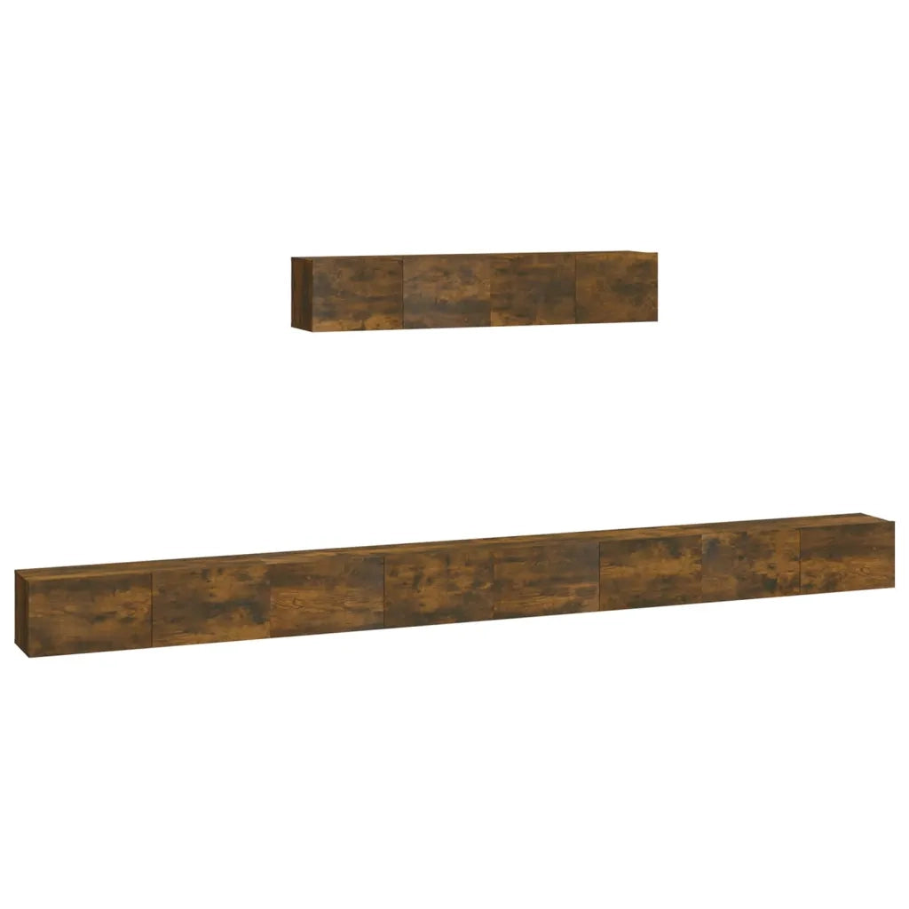 Set di Mobili Porta TV 6 pz Rovere Fumo in Legno Multistrato 3114611