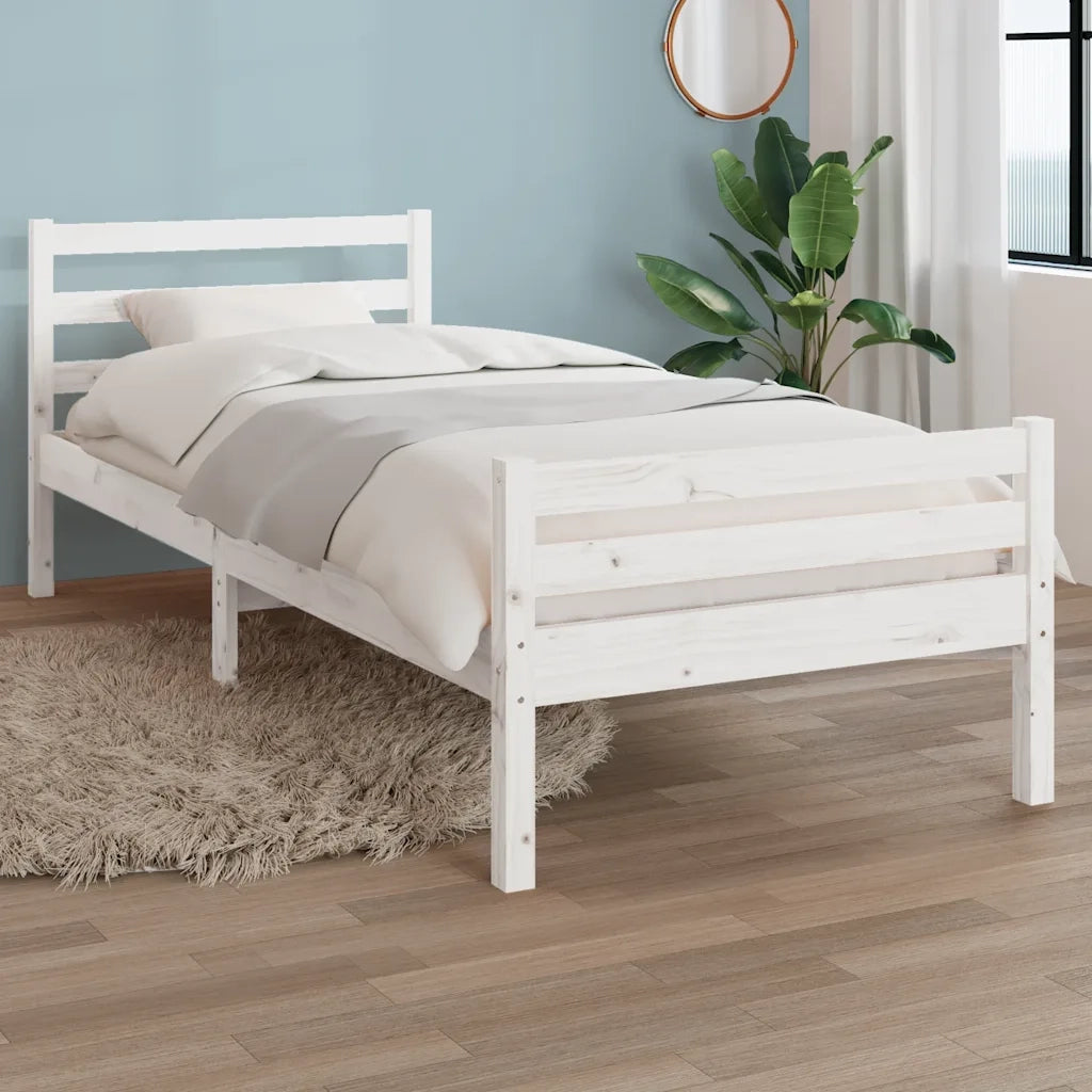 Giroletto-Struttura Letto Bianco in Legno Massello 100x200 cm 331298