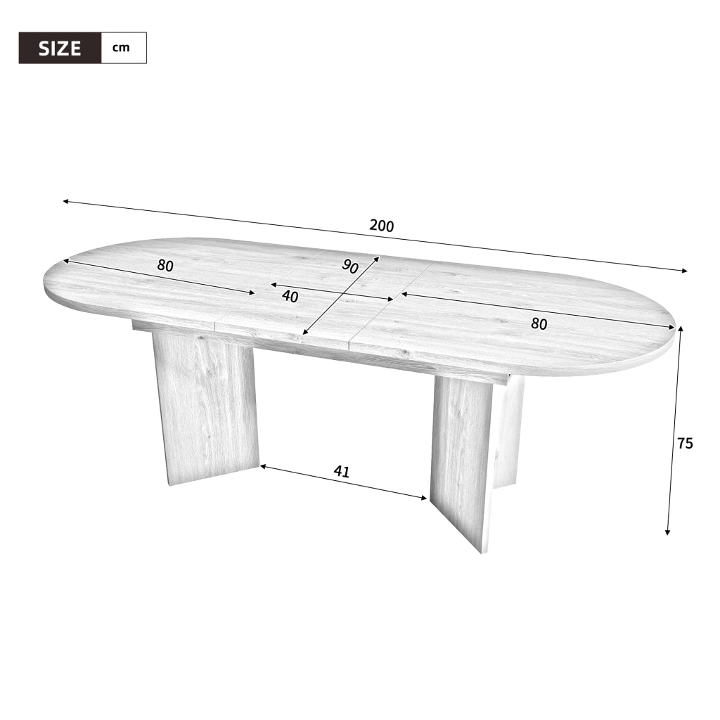 Tavolo da pranzo allungabile 160/200 x 90 cm in MDF, colore noce, per 4-8 persone