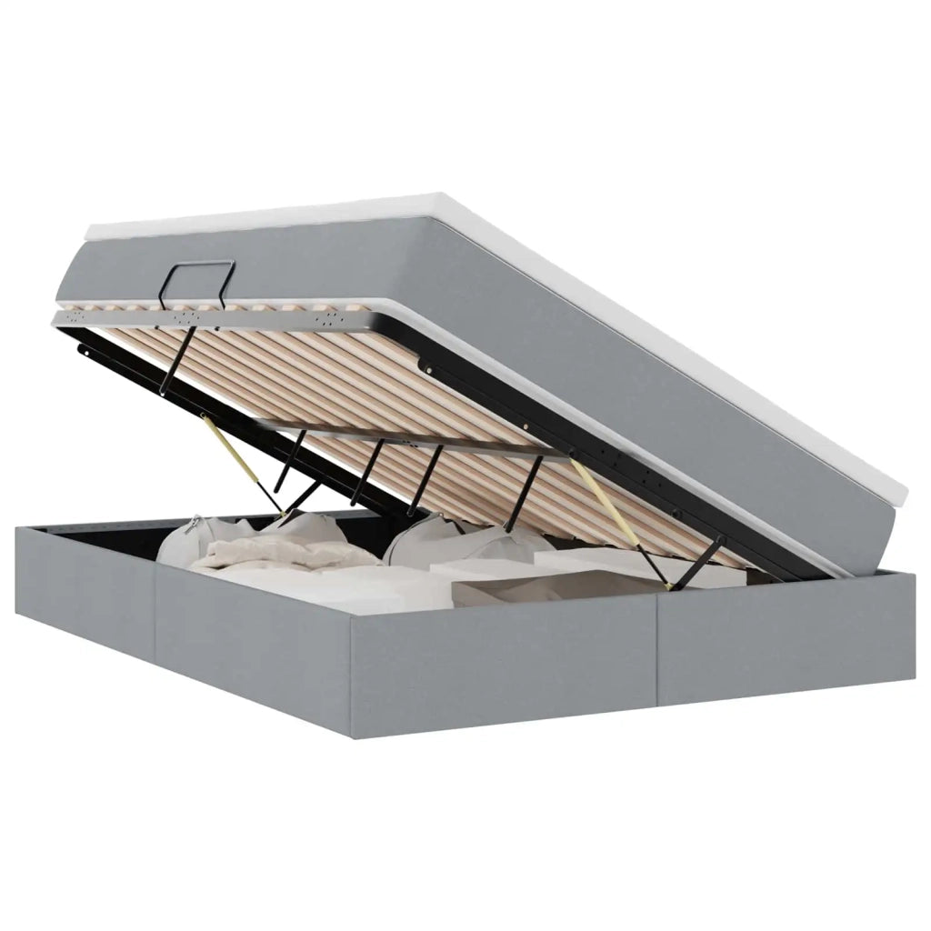 Letto con contenitore e materasso Grigio chiaro 140 x 190 cm