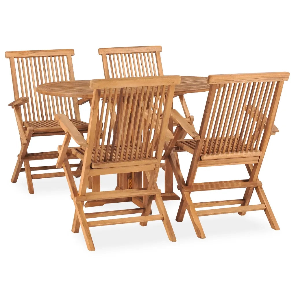 Set da Pranzo da Giardino 5 pz Pieghevole in Massello di Teak cod mxl 46257