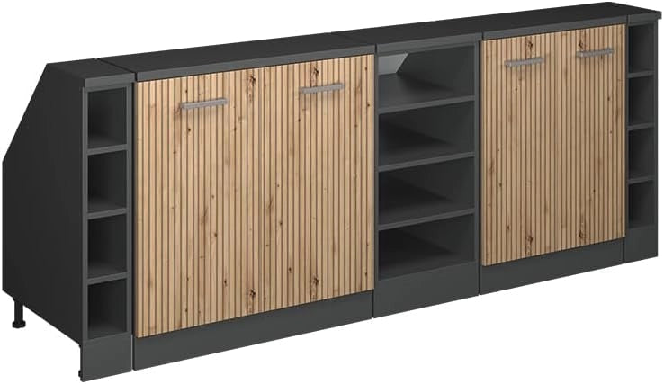 Set di mobili sottotetto Rion, Rovere artigianale, 210 cm Set di 5 carcasse armadio profondità 60 cm, adatto per il salvaspazio sotto tetti spioventi