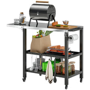 Carrello da Giardino con Piano e Ripiani ¨C zephmum ¨C 116x50x86 cm Nero