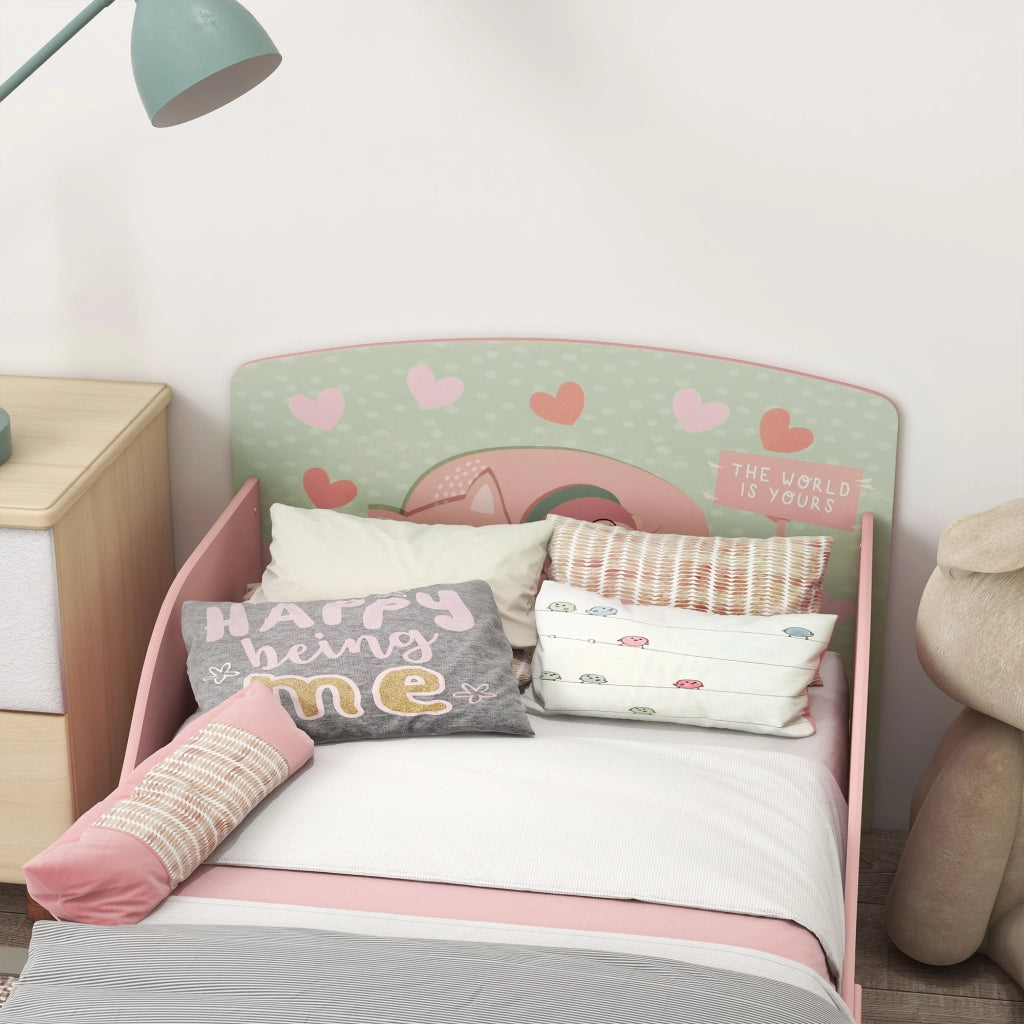Letto per Bambini con Barriere di Sicurezza ¨C zephmum ¨C Rosa 143x77x60 cm