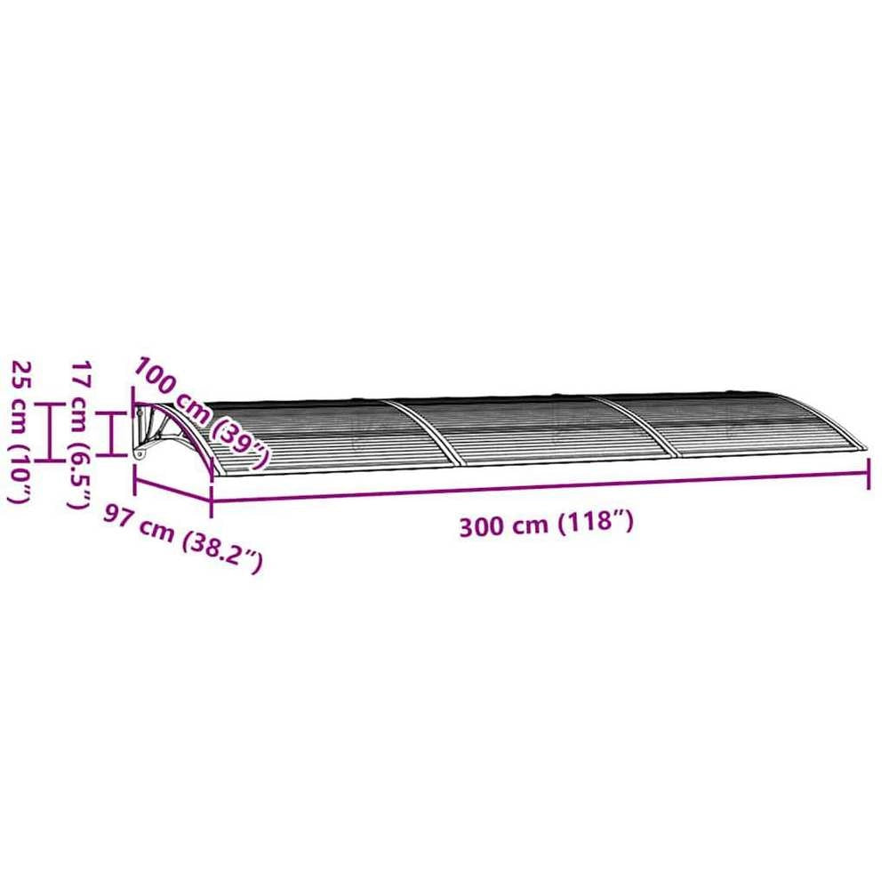 Door Canopy, Black, 300x100 Cm, Polycarbonate