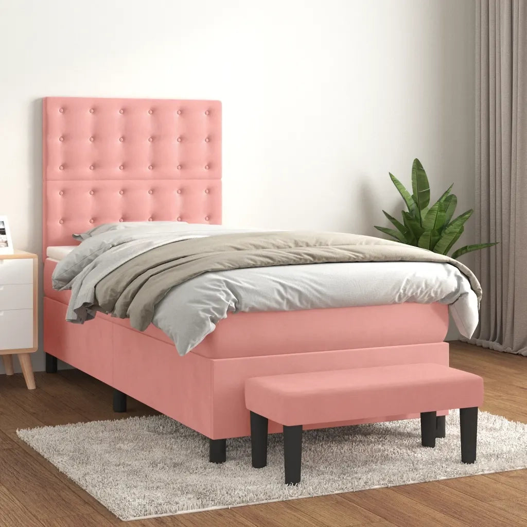 Giroletto a Molle con Materasso Rosa 80x200 cm in Velluto