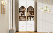 Librerie per bambini set di 2 con anta arcuata tre cassetti e tre ripiani in MDF bianche 50 × 50 × 200 cm