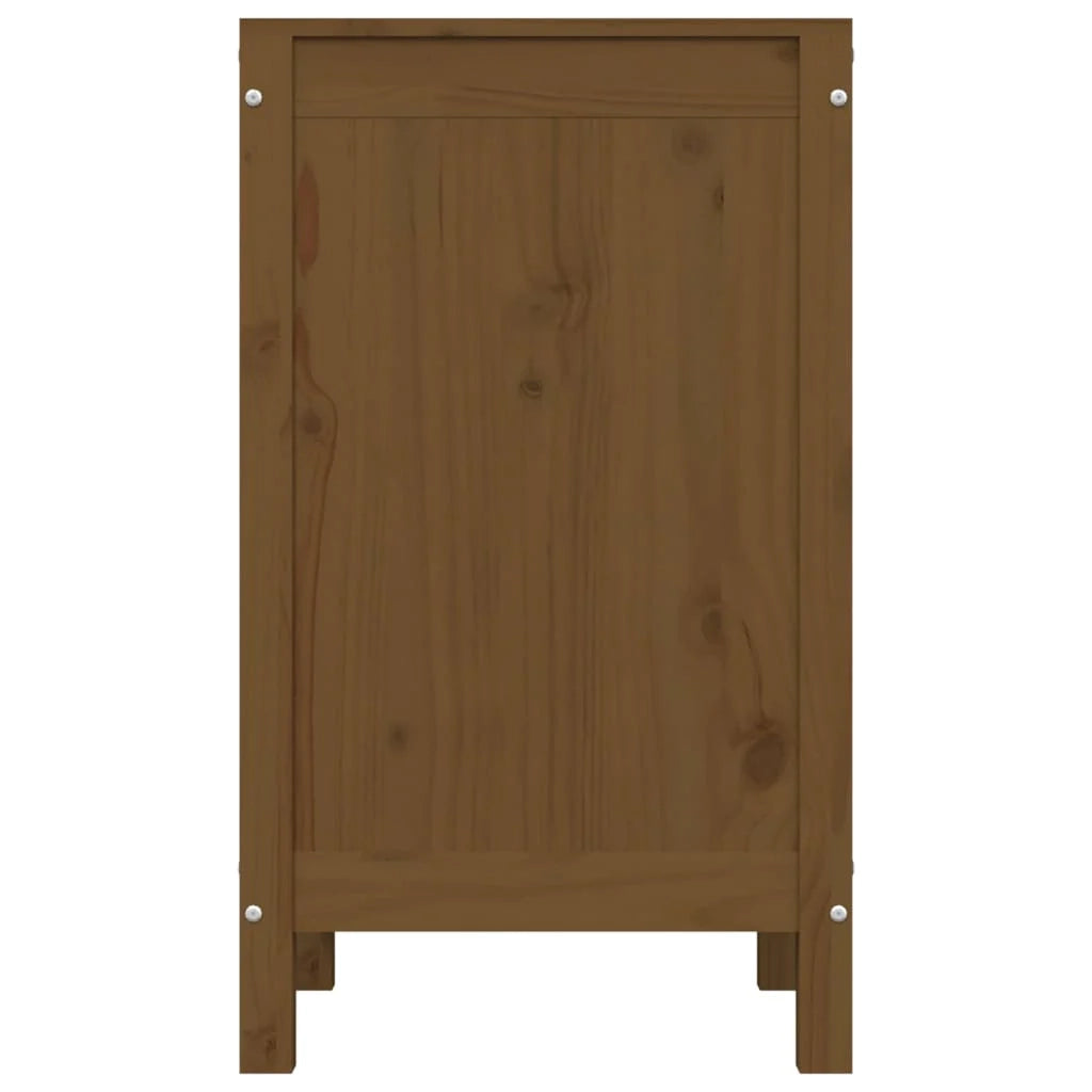 Contenitore per la biancheria color miele 44 x 44 x 76 cm legno di pino massiccio 02_0006184