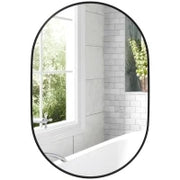 Specchio Bagno Ovale da Parete con Cornice in Alluminio, Verticale o Orizzontale, 60x90cm, Nero